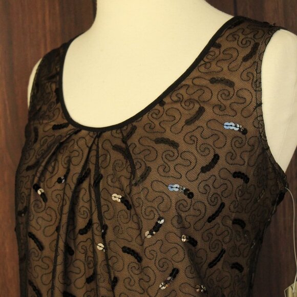 Jones New York Womens Top, New with Tags Black over Beige, Size 4, Sequins - Picture 7 of 11